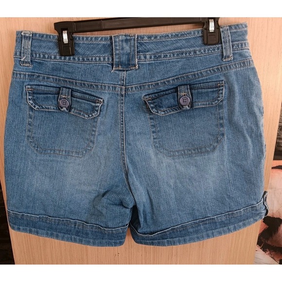 Gloria Vanderbilt (12) Womens Jean Short High Rise Cuffed Hem Button Pockets - Picture 3 of 4